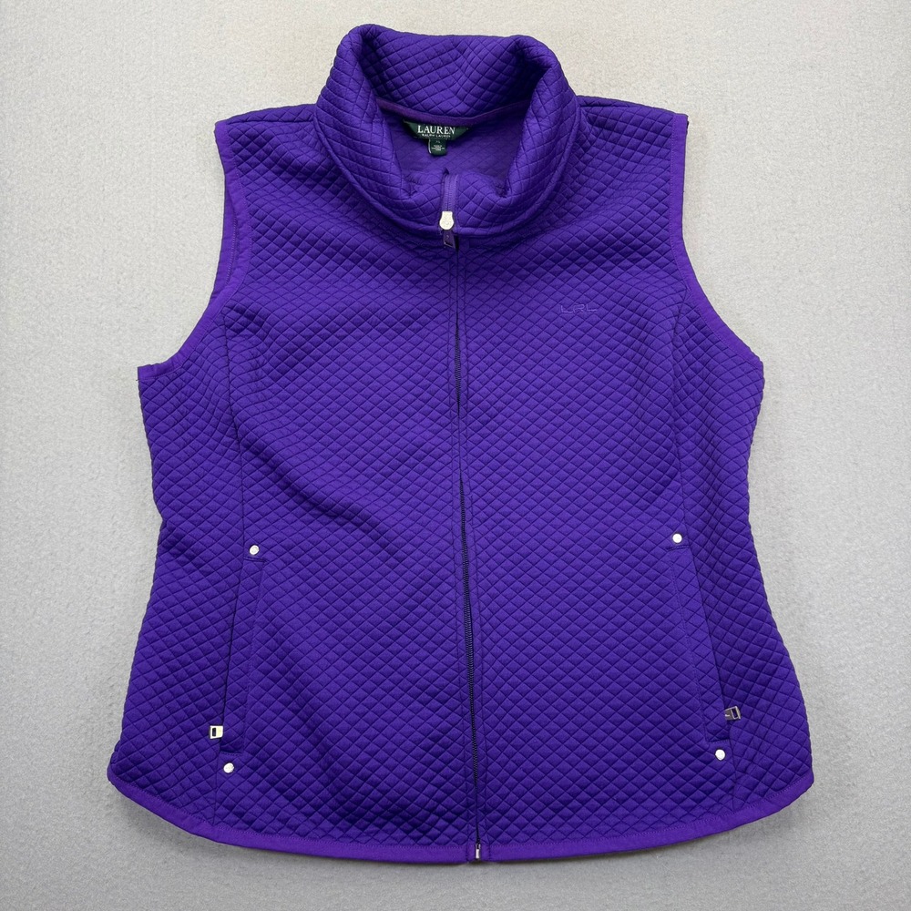 Lauren Ralph Lauren Purple Quilted Mock Neck Full Zip Vest XL 4700429386